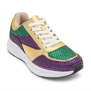 Mardi Gras Women's Gold, Green, and Purple Sneaker (Rhinestones)
